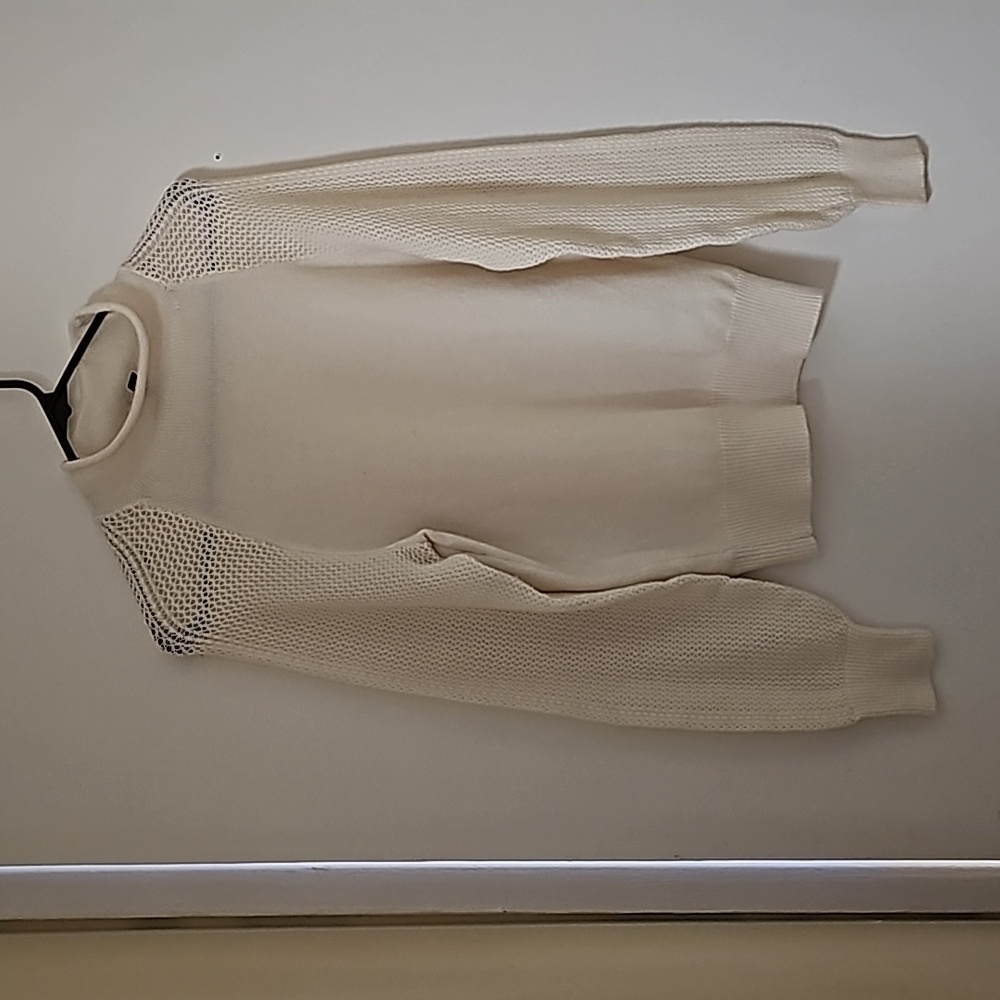 Jessica Simpson mock neck sweater, cream color, small, crotchet sleeves